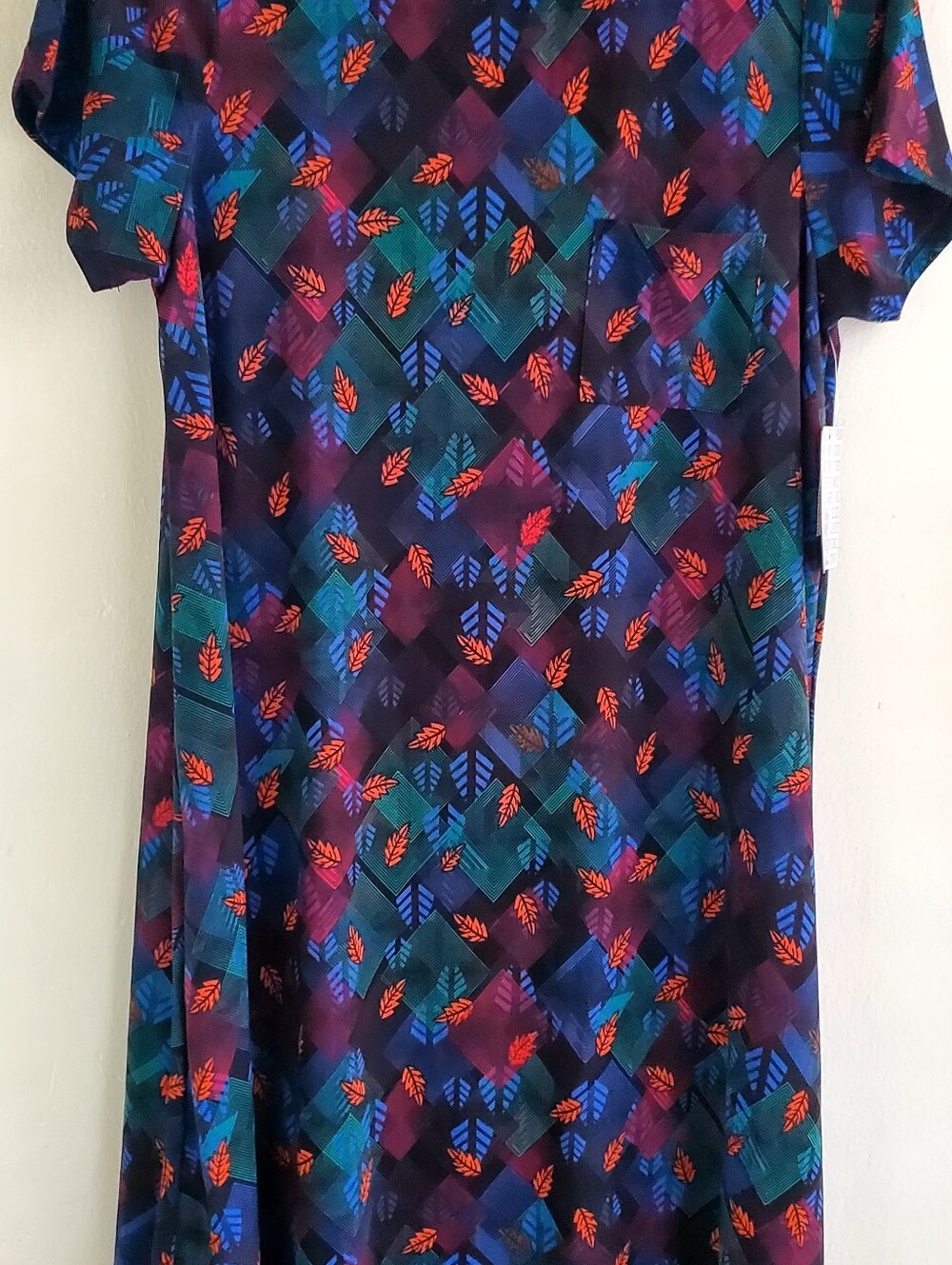 LuLaRoe Navy Multicolor Geometric & Leaf Print
